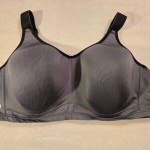LIVI Womens Gray Black Wicking High Impact Underwire Sports Bra GUC Lane Bryant